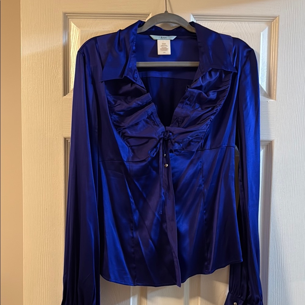 Adonna Women's Blue Satin Top